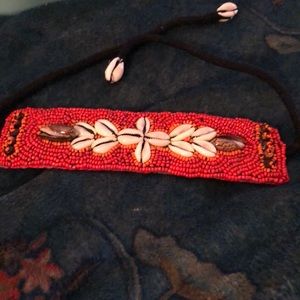 Beaded bracelet with string ties. New.